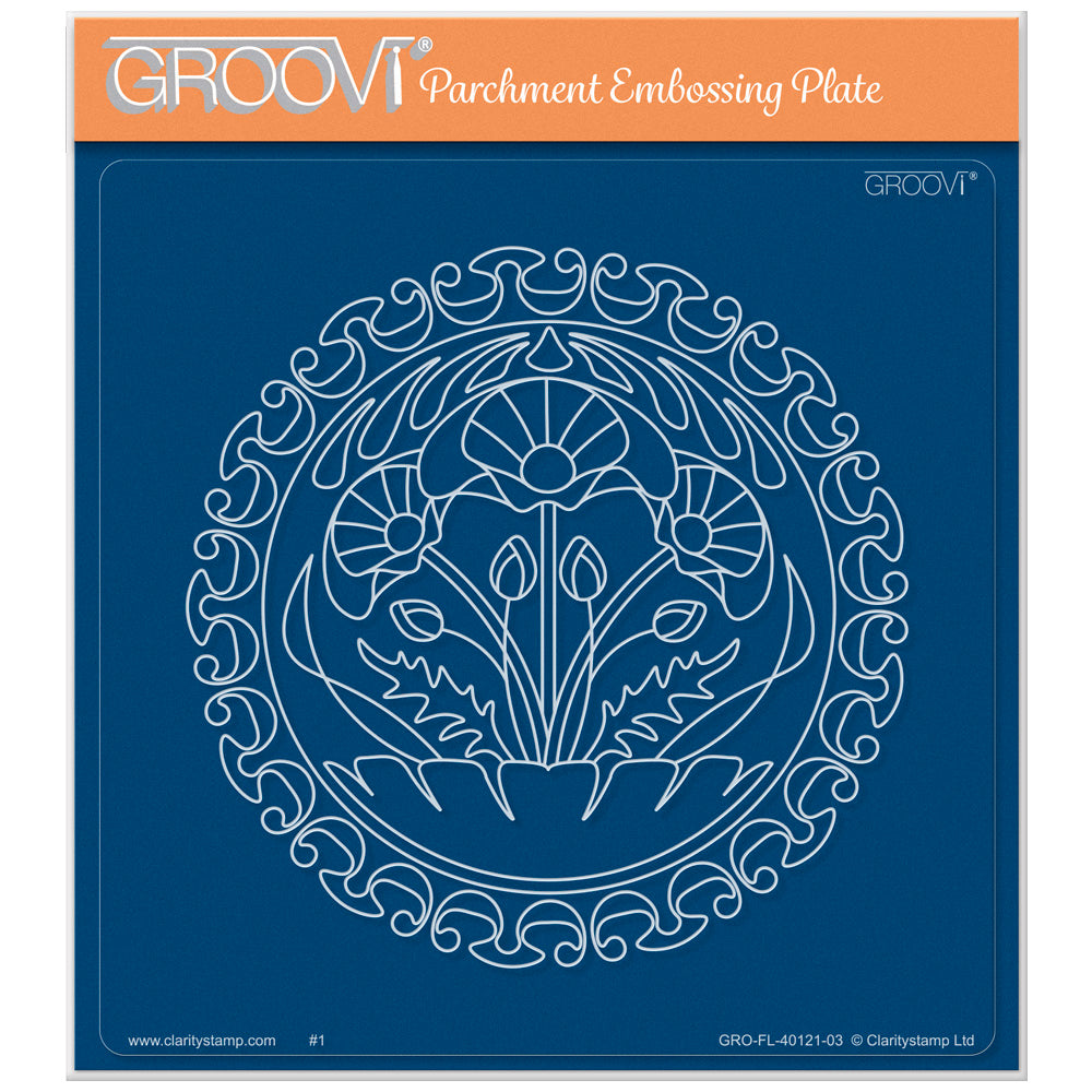 Art Nouveau Poppies A5 Square Groovi Plate