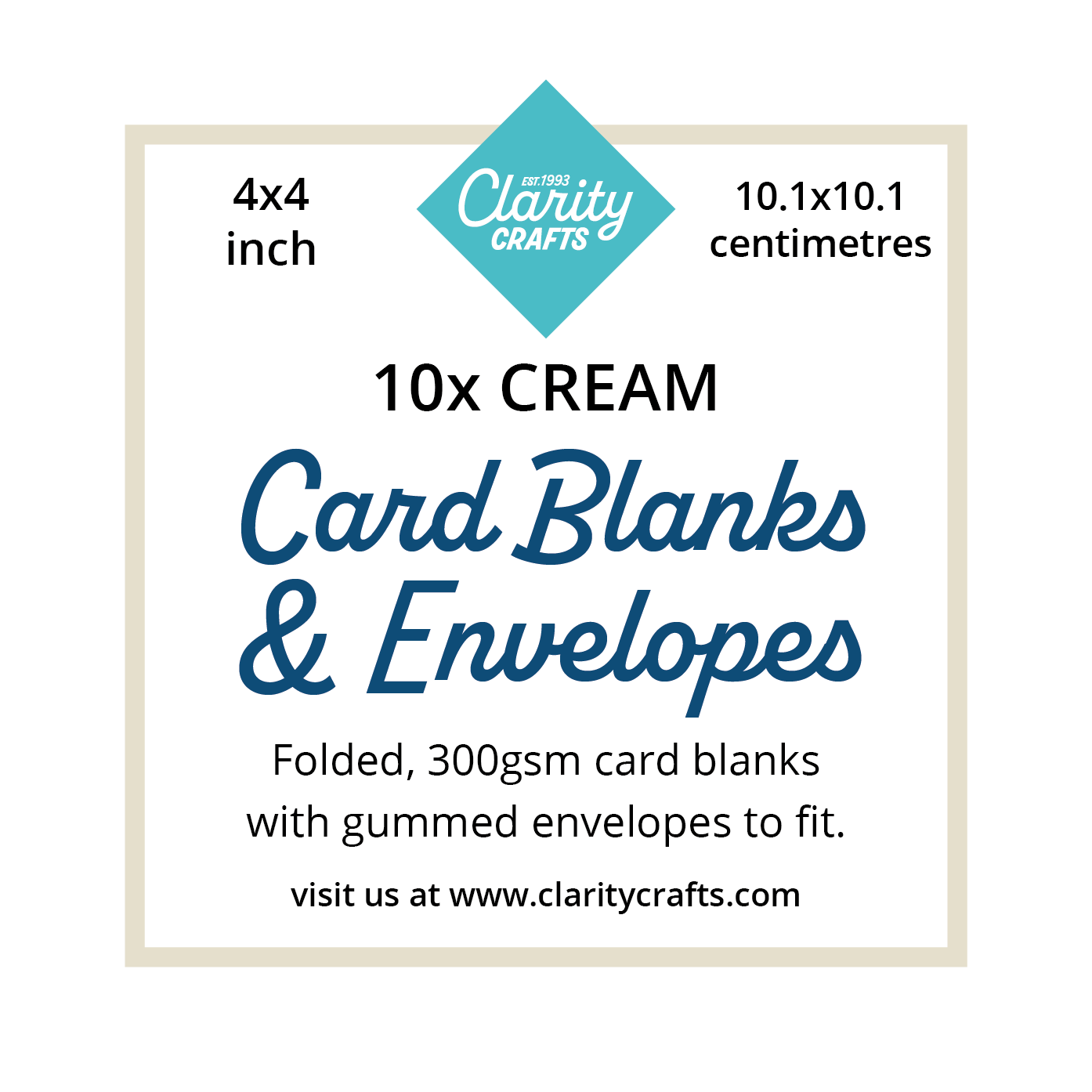 4" x 4" Cream Card Blanks & Envelopes x10