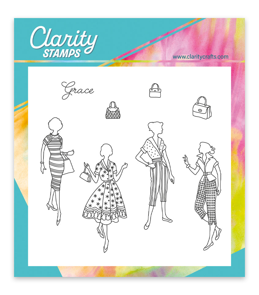 Barbara's Elegant Ladies - Grace A5 Square Stamp & Mask Set