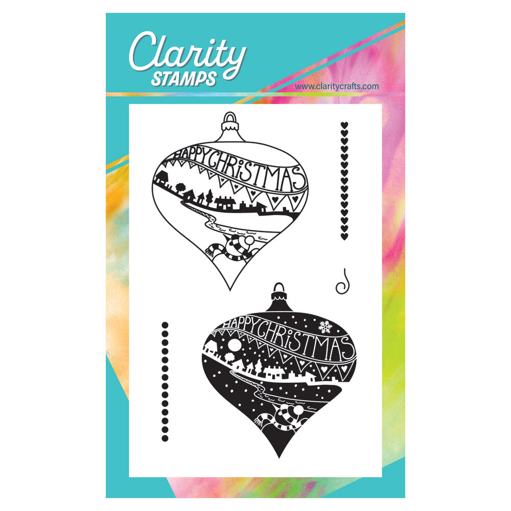 Barbara's Bijou Happy Christmas Bauble - Two Way Overlay A6 Stamp & Mask Set