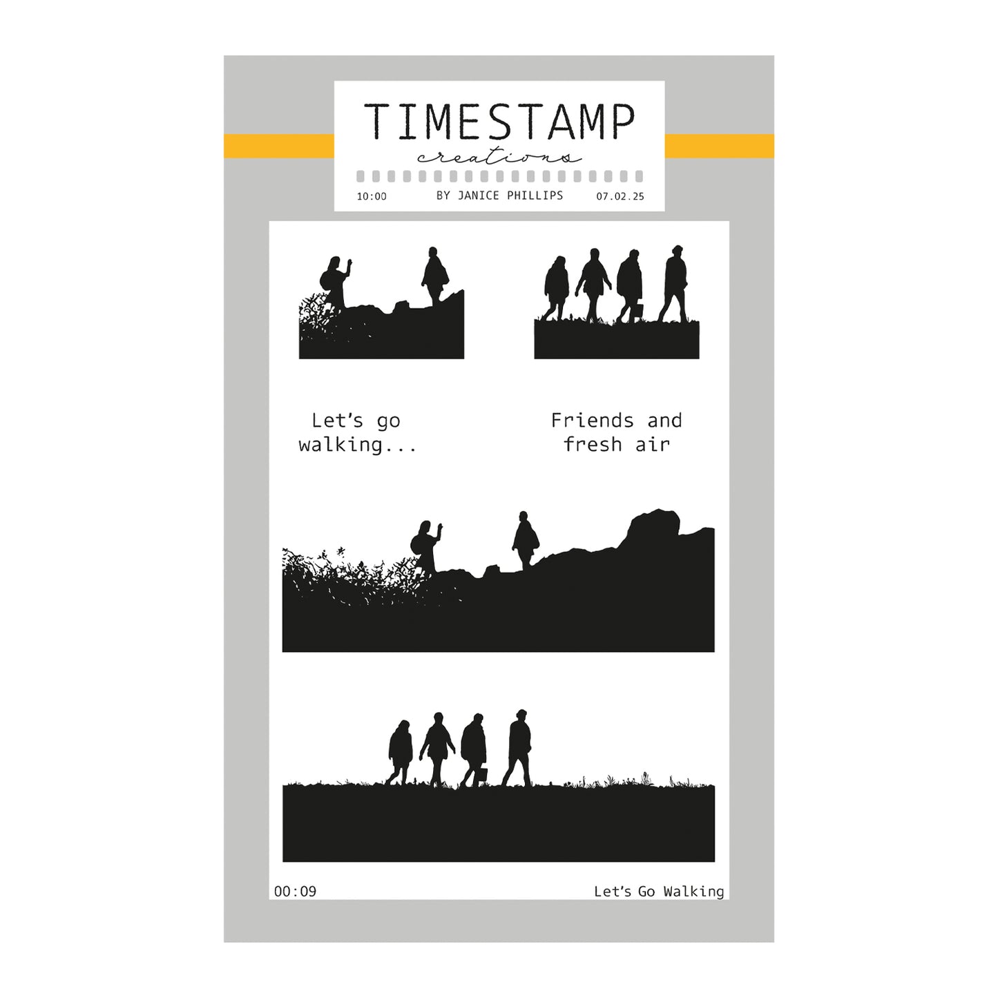 Timestamp Creations by Janice Phillips - Let's Go Walking A6 Stamp Set