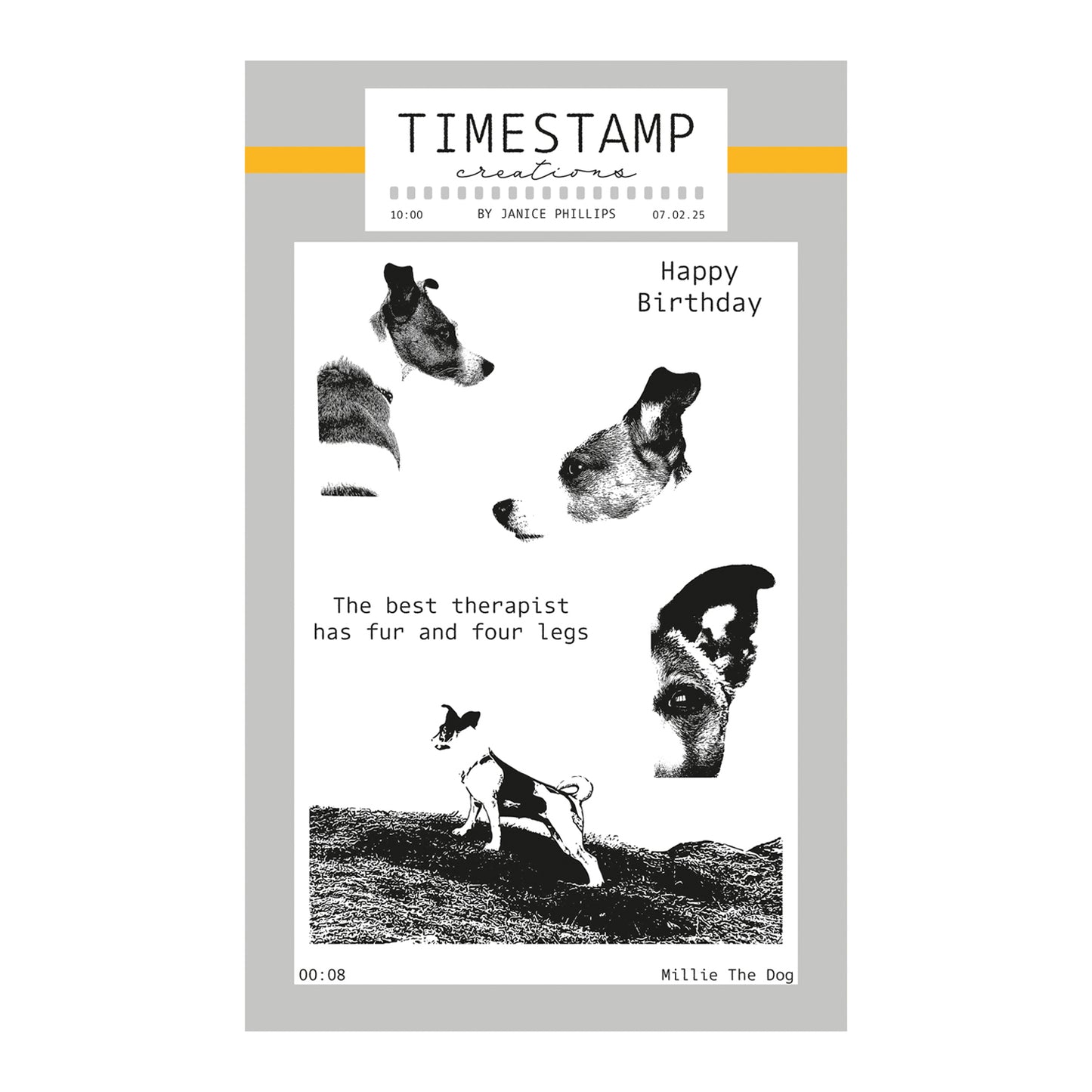 Timestamp Creations by Janice Phillips - Millie the Dog A6 Stamp Set