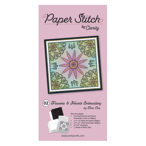Paper Stitch by Clarity - Flowers & Hearts Embroidery Card Pack