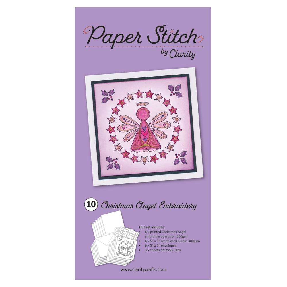 Paper Stitch by Clarity - 10 - Christmas Angel Embroidery Card Pack
