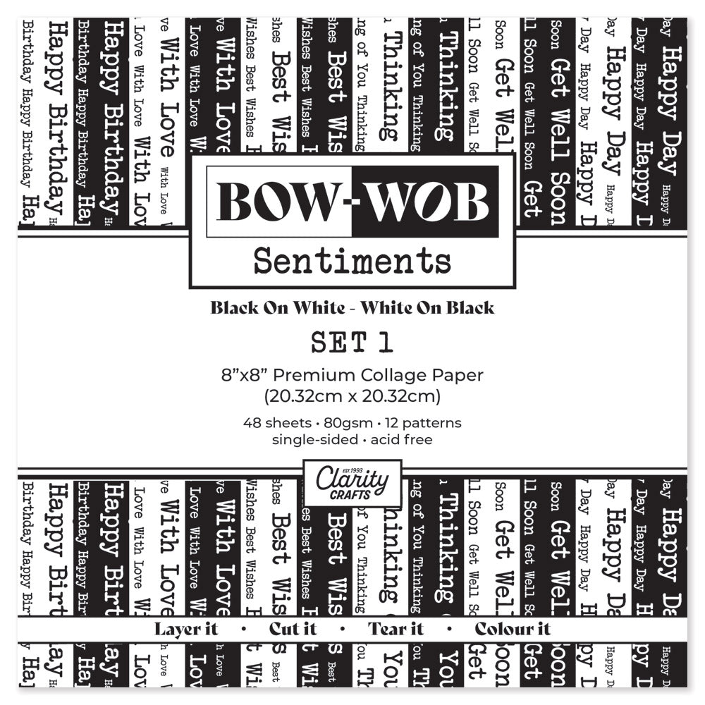 BOW-WOB 8" x 8" Collage Papers - Sentiments Set 1