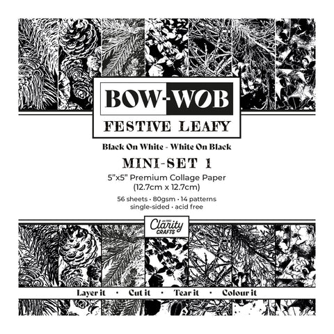 BOW-WOB 5" x 5" Collage Papers - Festive Leafy - Mini Set 1