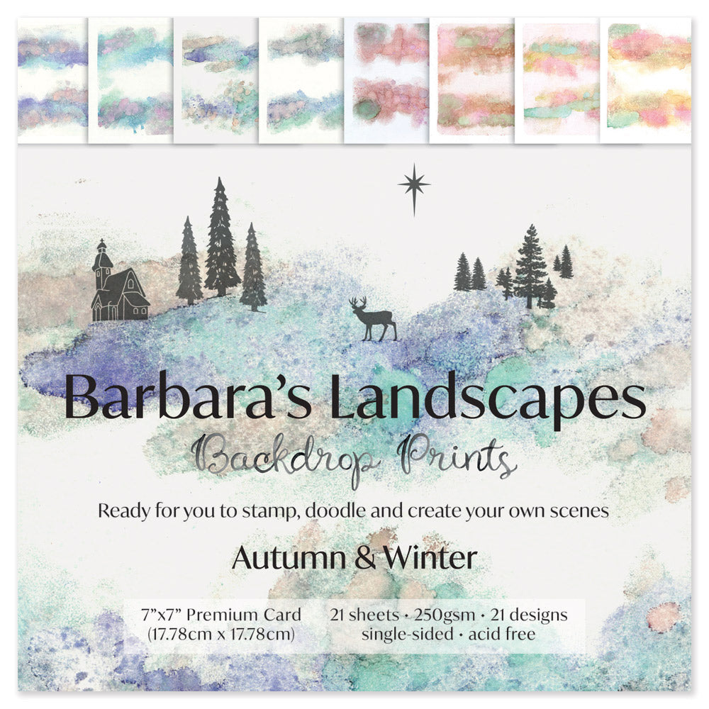 Barbara's Autumn/Winter Landscape Backdrop Prints 7" x 7" Card Pack