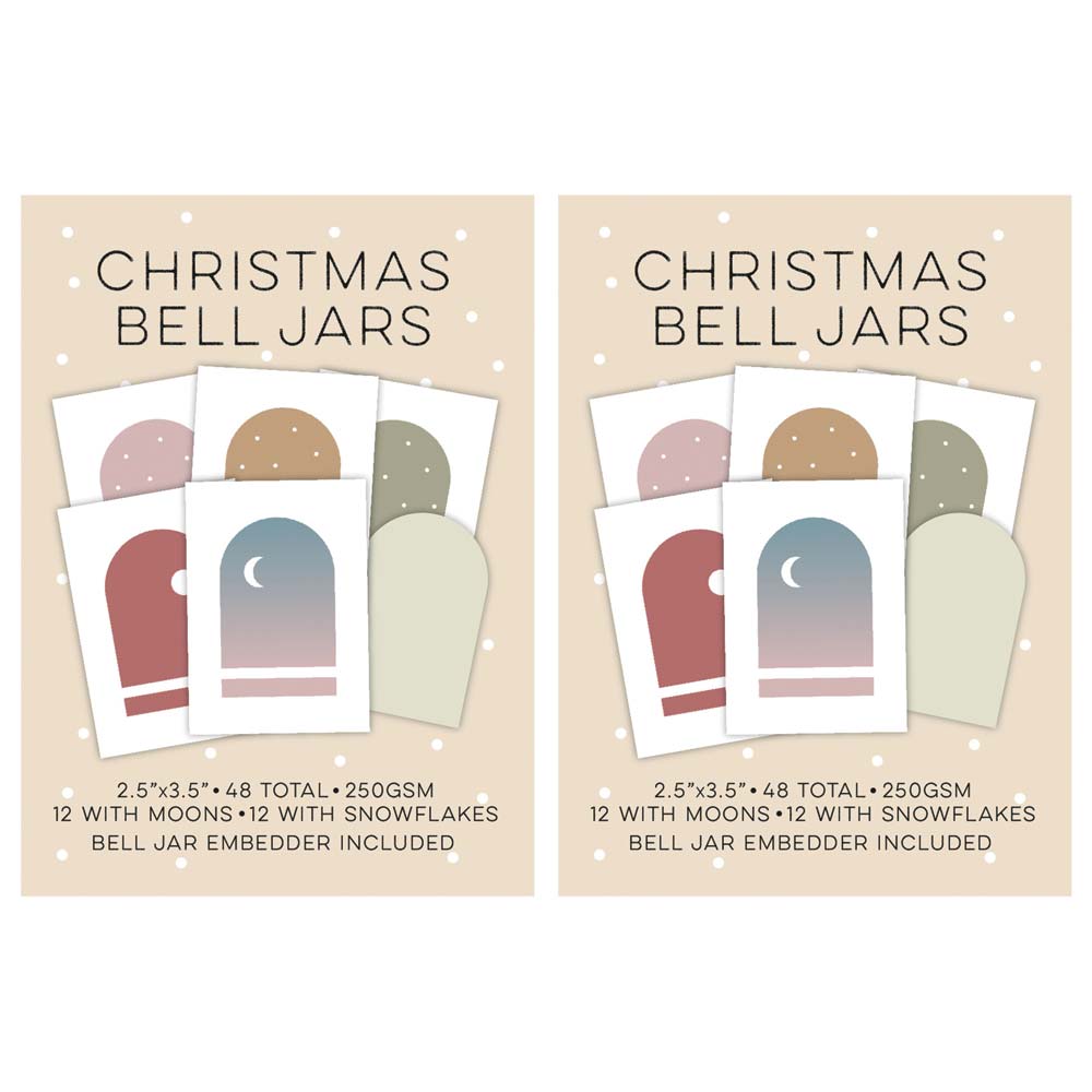 Christmas Bell Jar Card Pack 2.5" x 3.5" with FREE Embedder - Duo Pack