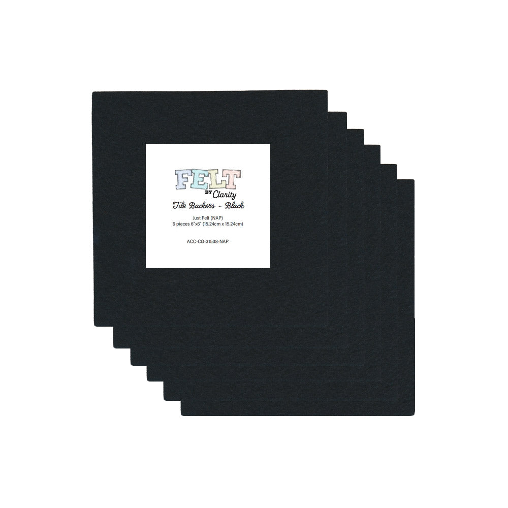 Felt by Clarity - Tile Backers - Black 6" x 6" Non-Adhesive Backed Felt x6