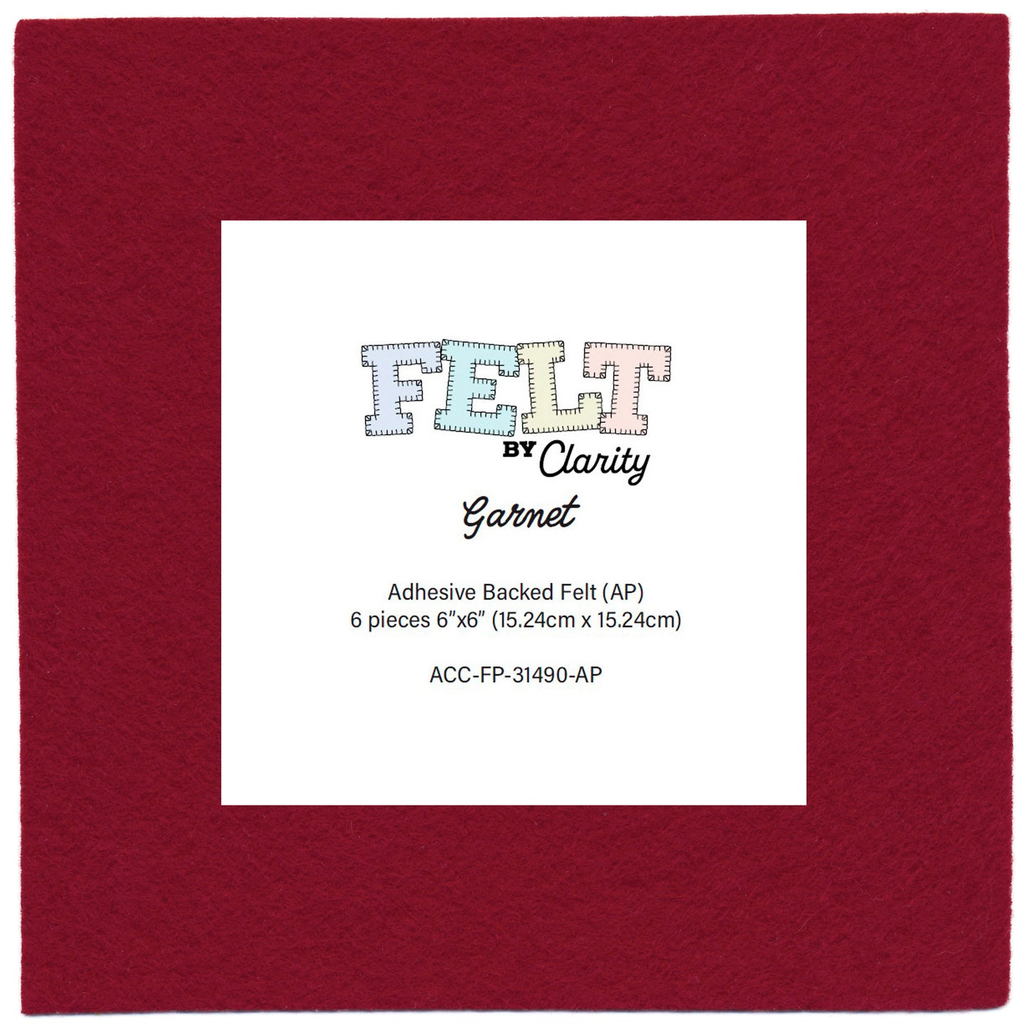 Felt by Clarity - Garnet 6" x 6" Adhesive Backed Felt x6