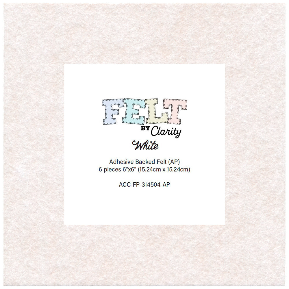 Felt by Clarity - White 6" x 6" Adhesive Backed Felt x6 (WS68)