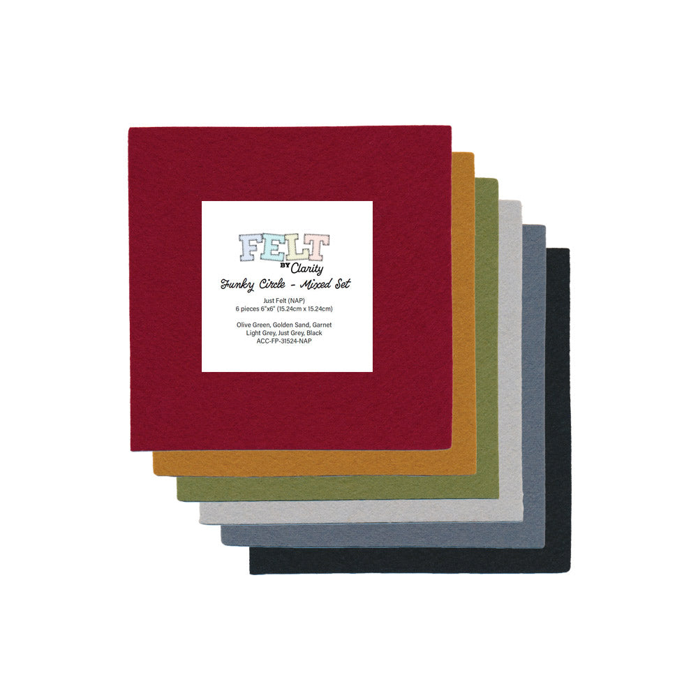 Felt by Clarity - Funky Circle Mixed Set - 6" x 6" Non-Adhesive Backed Felt x6