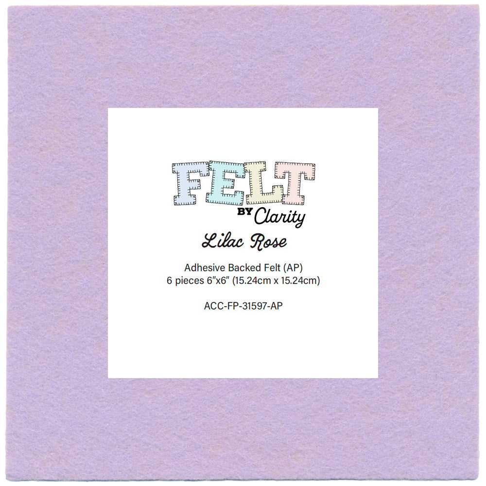 Felt by Clarity - Lilac Rose 6" x 6" Adhesive Backed Felt x6 (WV60)