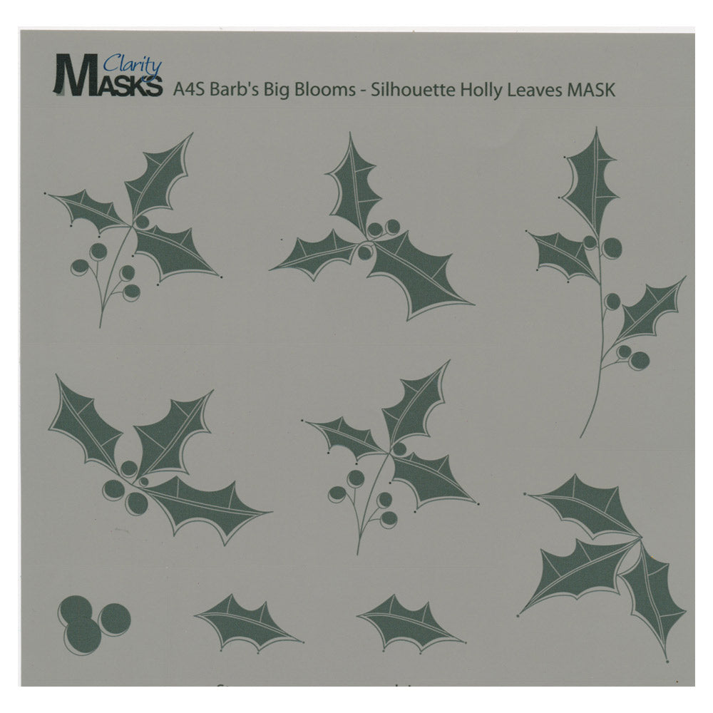 Mask for A4 Square Barbara's Big Blooms - Silhouette Holly Leaves