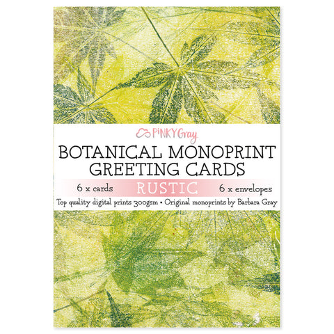 Pinky Gray - Rustic - Botanical Monoprint Greeting Cards & Envelopes