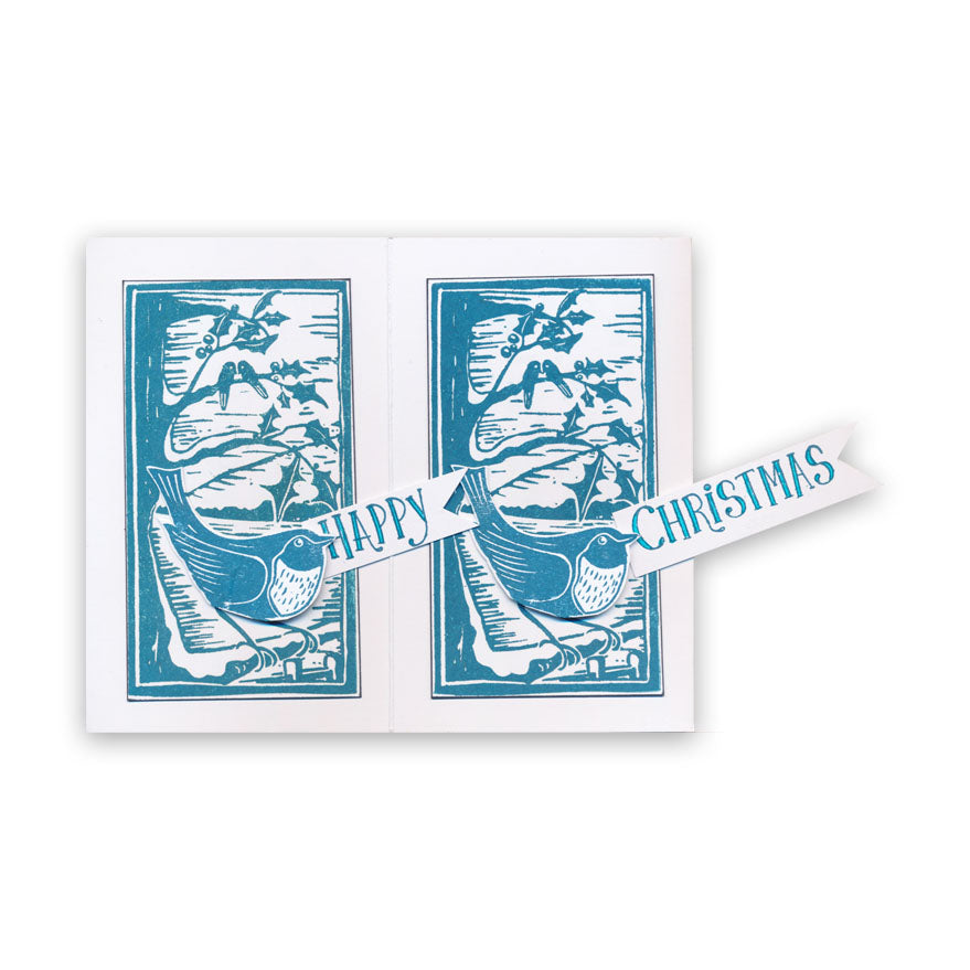 Linocut Winter - Robin A5 Square Stamp Set