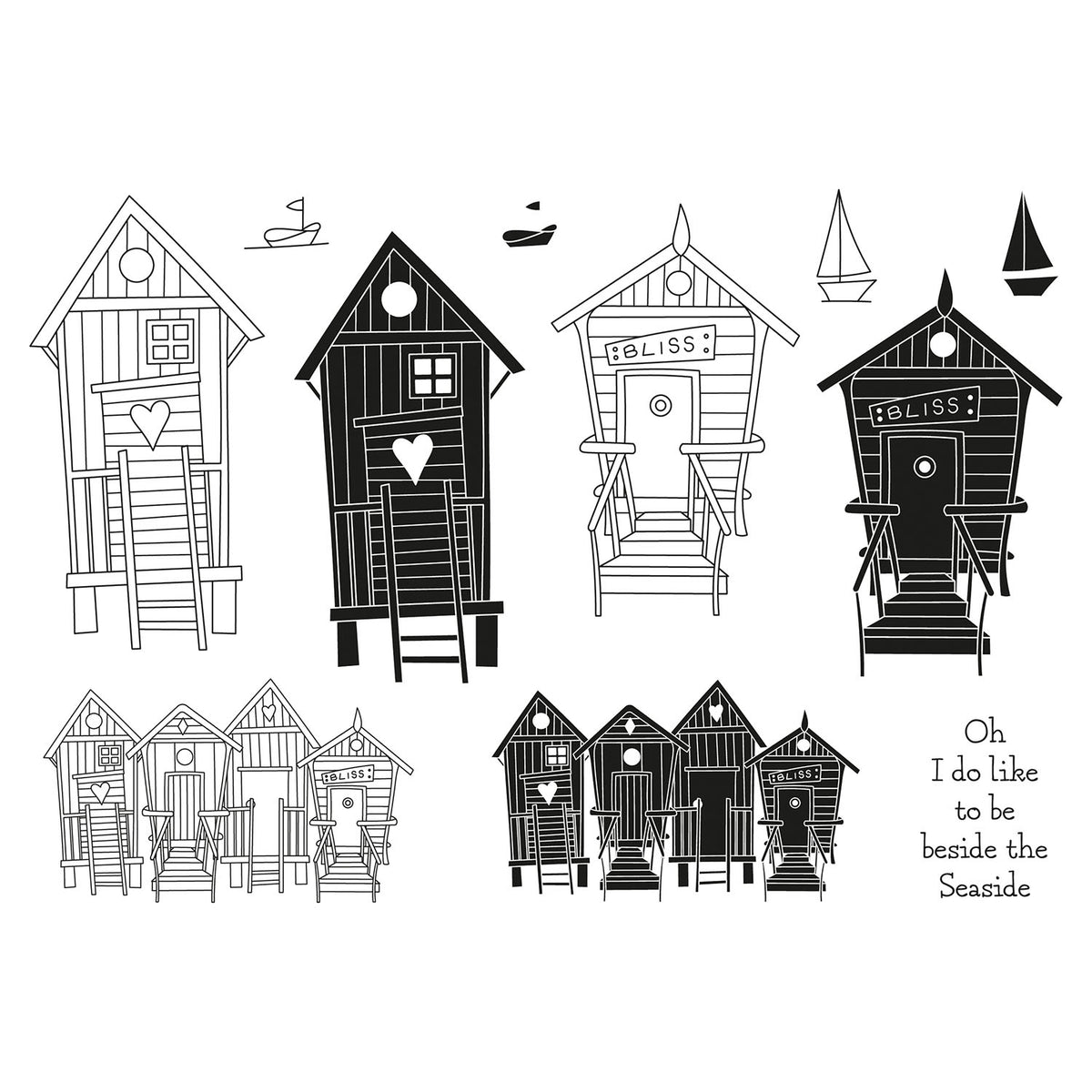 Barbara's SHAC Beach Huts A5 Stamp & Mask Set