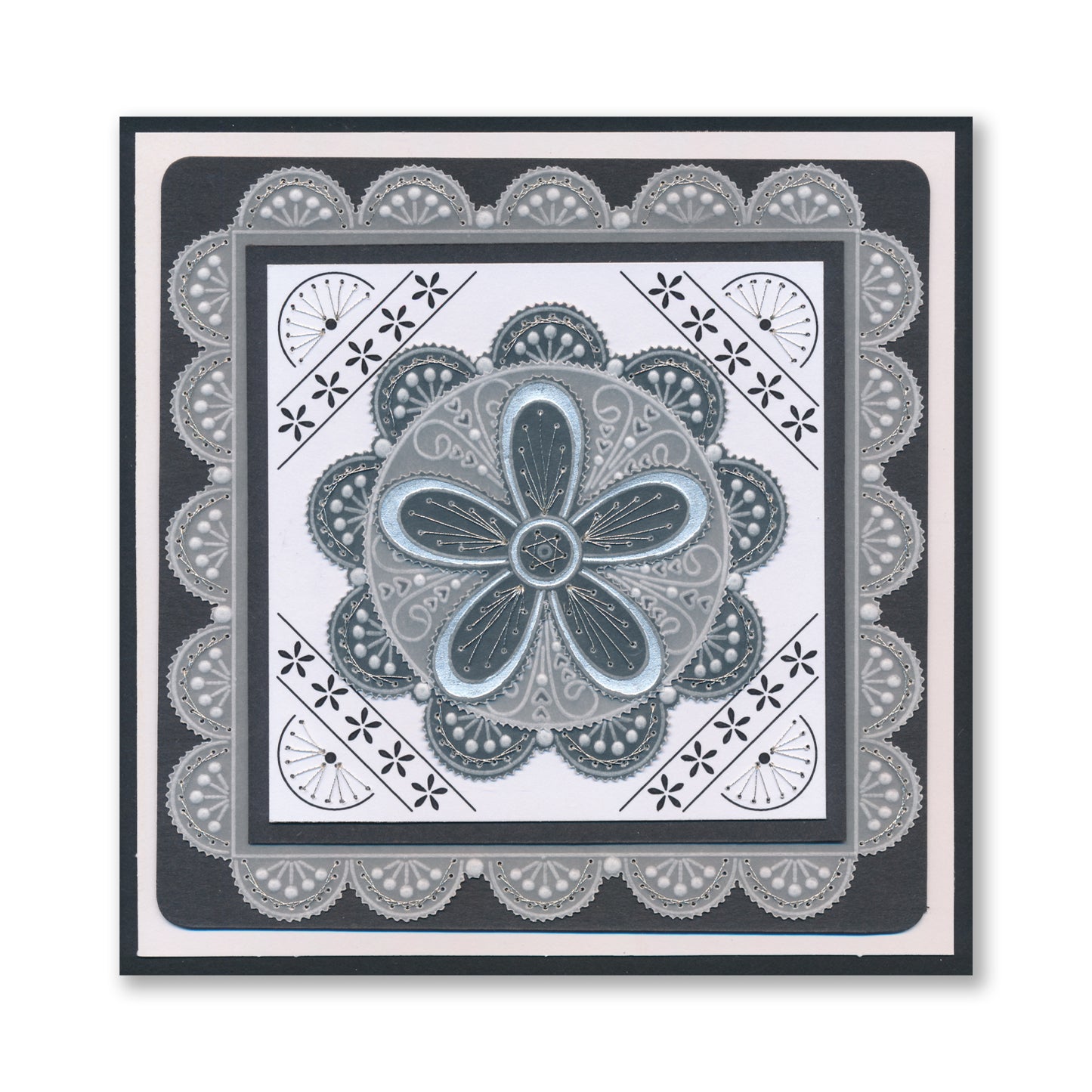 Tina's Buttercups & Fans Embroidery Parchlet A6 Square Groovi Plate