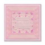 Floral Frame & Sentiments - Happy Birthday Poppies A6 Square Groovi Plate