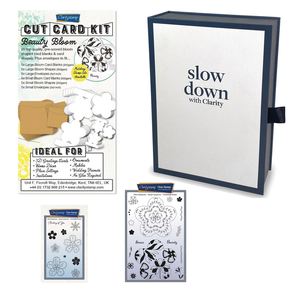Slow Down with Clarity Cut Card Kit - Beauty Bloom Collection & Deluxe Book Box Storage