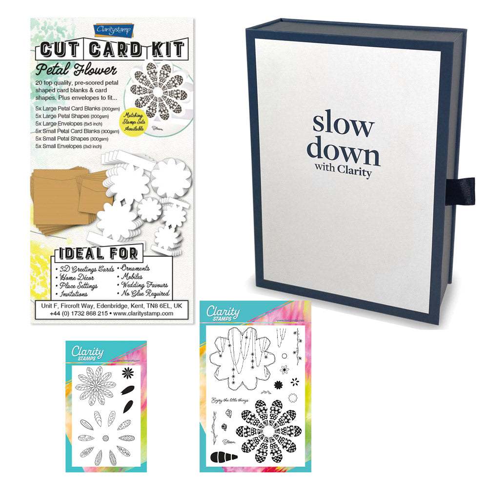 Slow Down with Clarity Cut Card Kit - Petal Flower Collection & Deluxe Book Box Storage