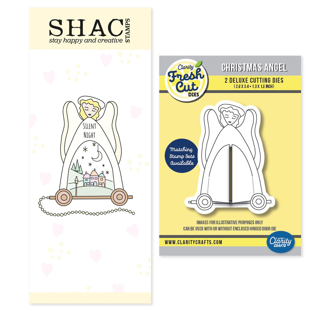 Barbara's SHAC Angel Wooden Toy A5 Slim Stamp & Die Duo