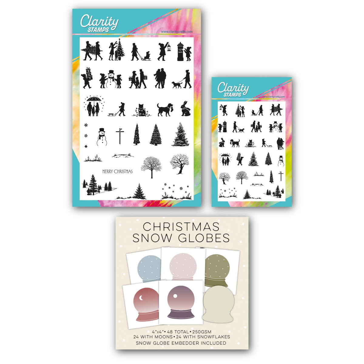 Barb's Favourite Wee Christmas Silhouettes A5 & A6 Stamp Sets with Snow Globe Card Toppers & Embedder