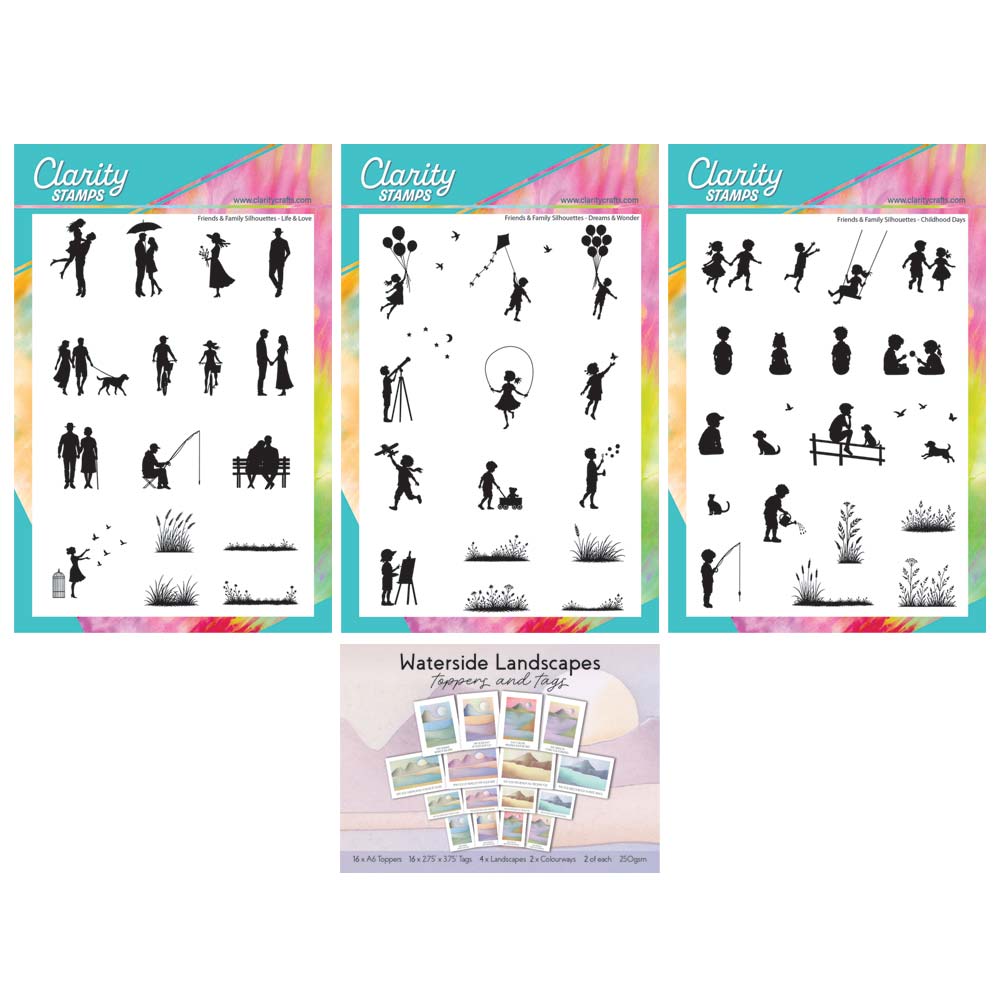 Friends & Family Silhouettes A5 Stamp Collection with Waterside Toppers & Tags