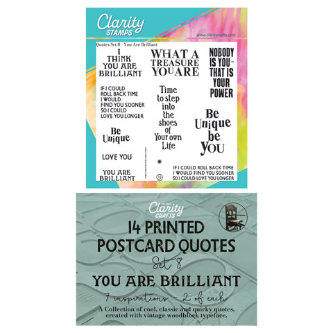 Set 8 - Quotes - You Are Brilliant - A5 Square Stamp & Postcards Duo