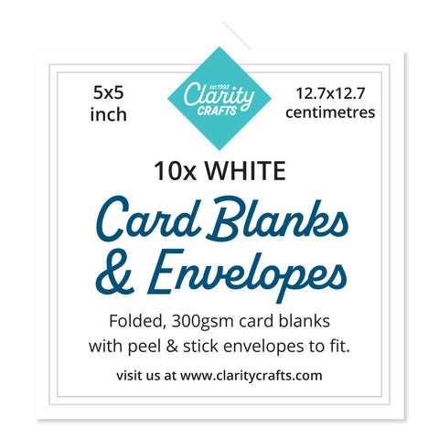 5" x 5" White Card Blanks & Envelopes x10