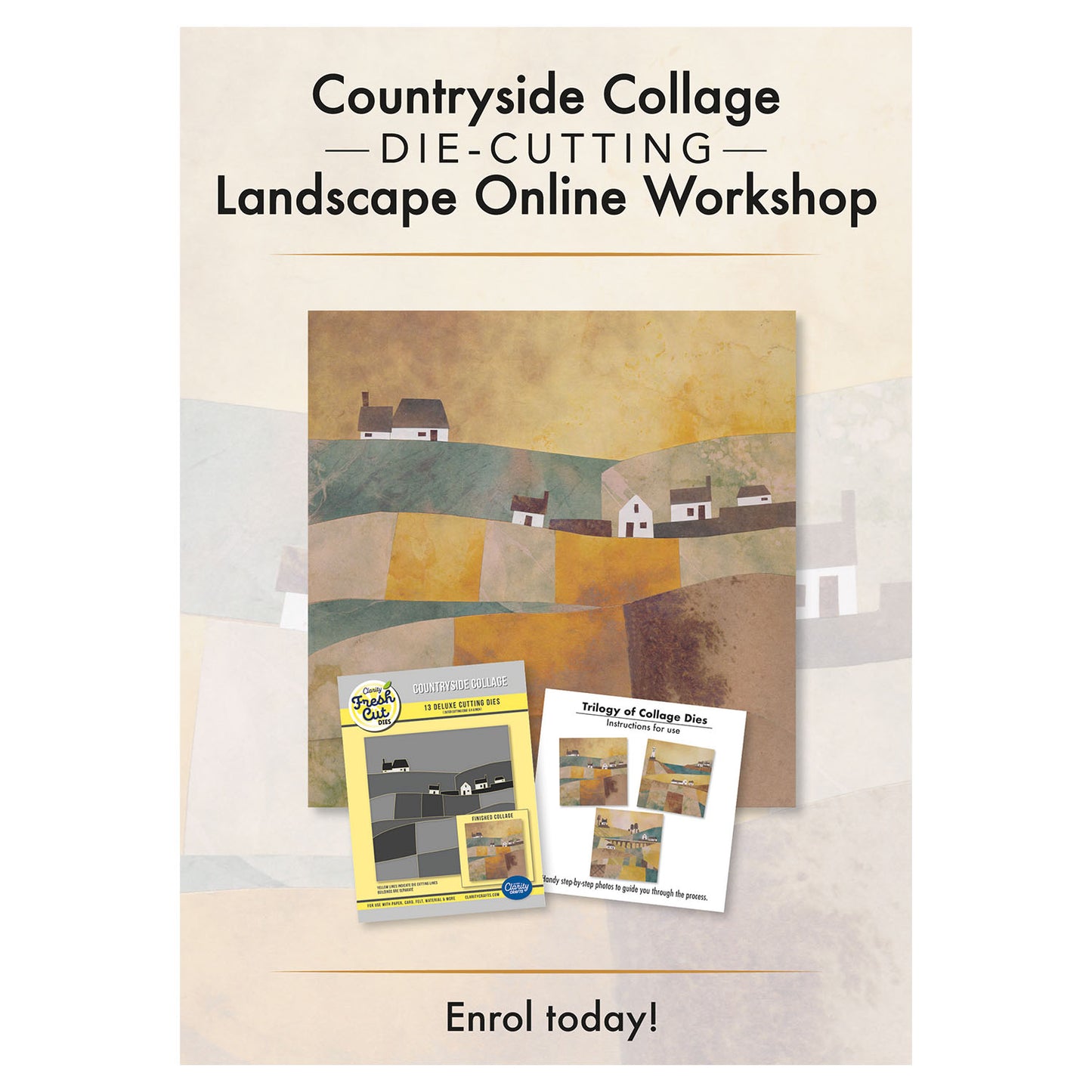 Online Workshop: Countryside Collage Die Cutting Landscape