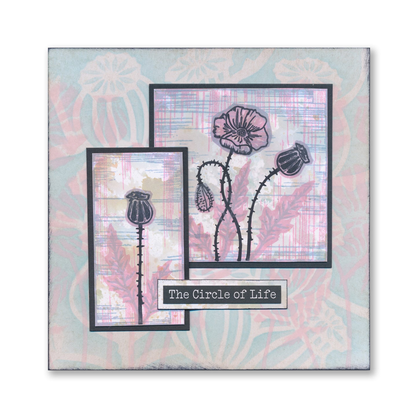 Linocut Floral - Poppies A5 Stamp Set