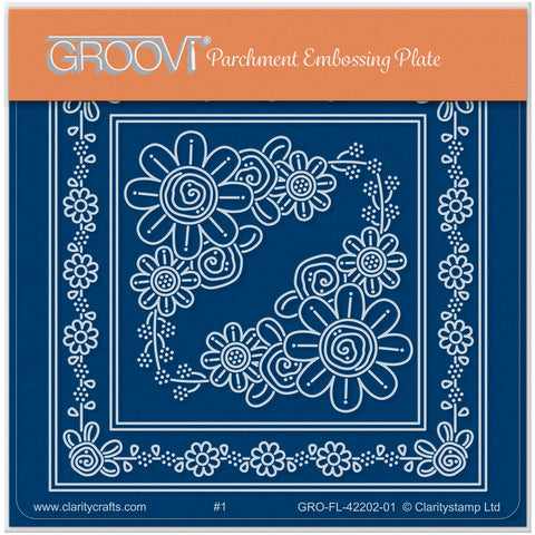 Tina's Dainty Daisy & Rose Parchlet A6 Square Groovi Plate