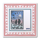 Small Linocut - Together Birds - Two Way Overlay A6 Stamp Set
