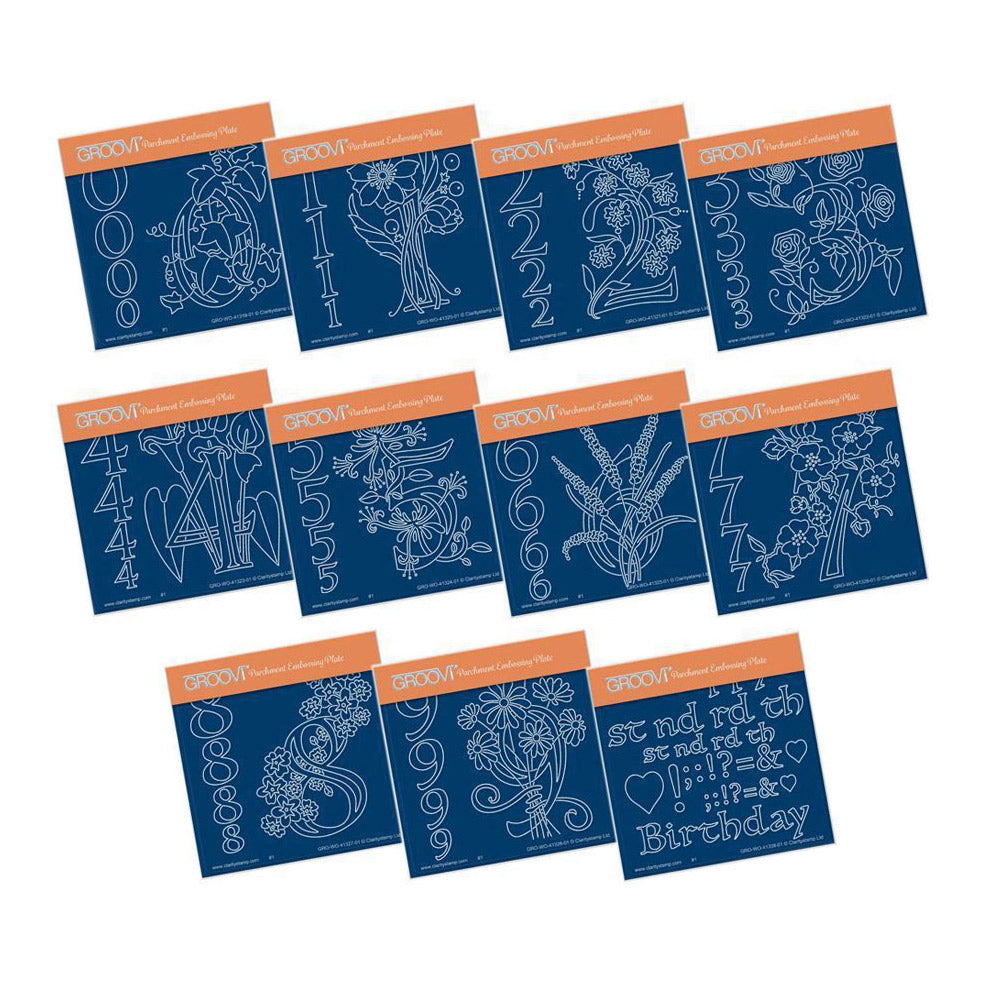 Floral Numbers A6 Square Groovi Plate Collection