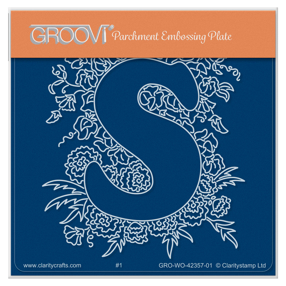 Linda's Floral Alphabet - Letter S A6 Square Groovi Plate
