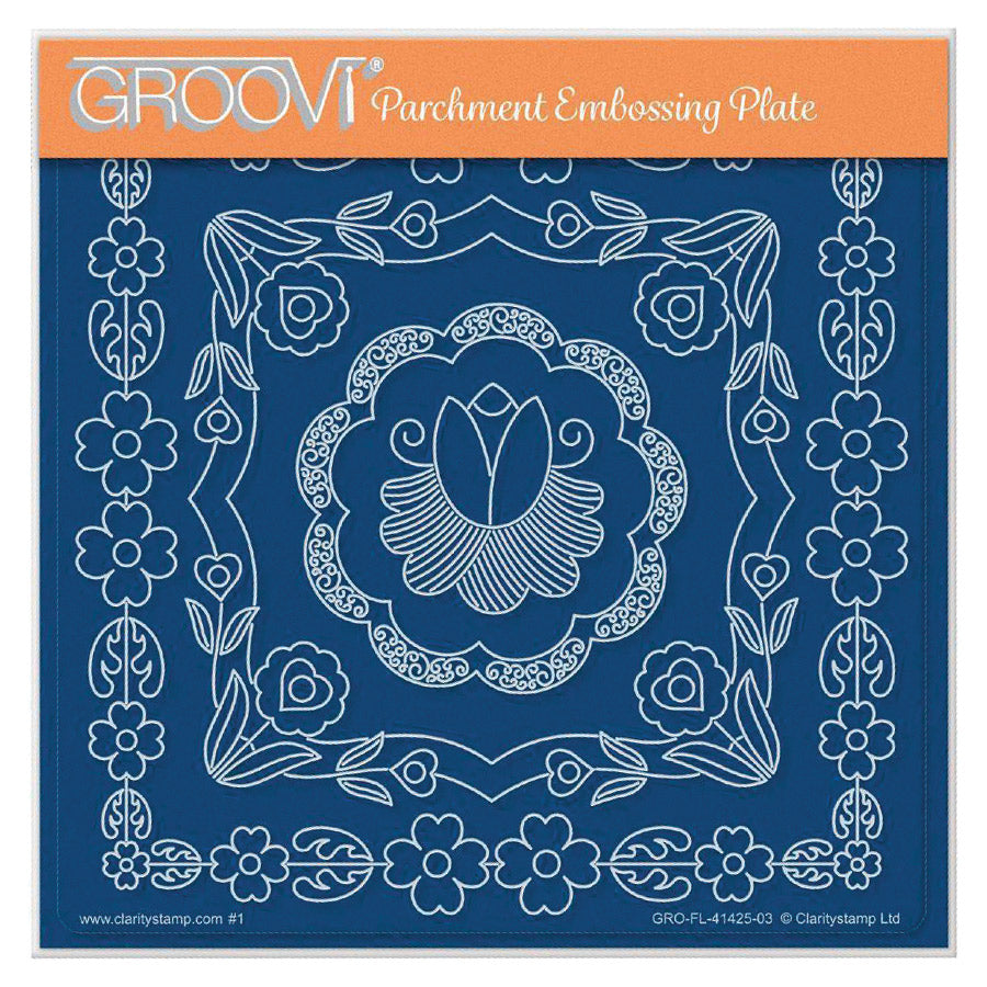 Lucy's Folkart Flowers A5 Square Groovi Plate