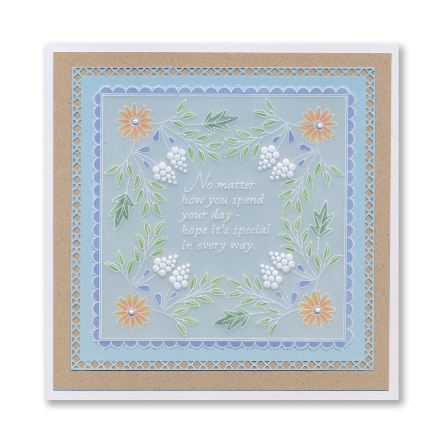 Tina's Very Best Wishes Floral Swirls & Corners All in One A5 Square Groovi Plate