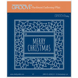 Festive Frame & Sentiments - Merry Christmas Poinsettia A6 Square Groovi Plate
