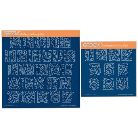 Large Celtic Illuminated Alphabet & Numbers A4 Square & A5 Square Groovi Plate Duo