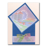Linda's Windmills of Mykonos Layering Frame A4 Square Groovi Plate
