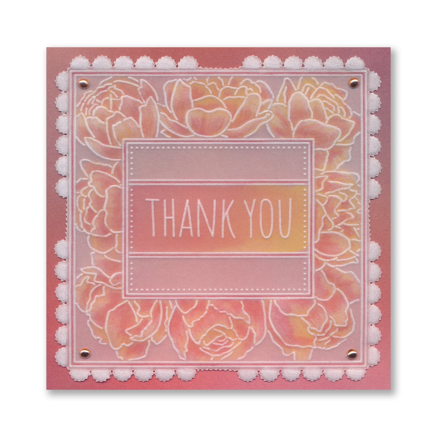 Floral Frame & Sentiments - Thank You Peonies A6 Square Groovi Plate
