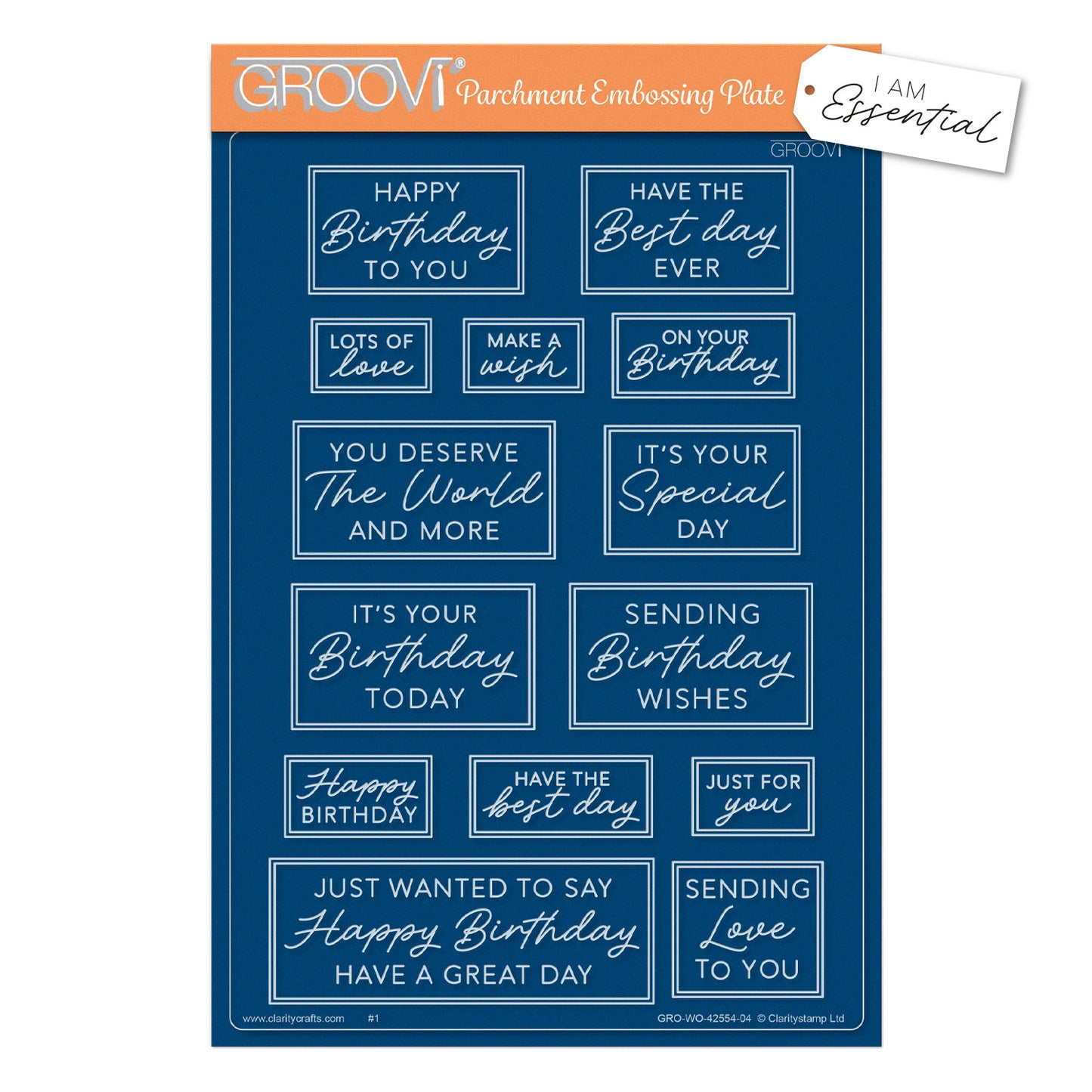 I Am Essential - Birthday Sentiments A5 Groovi Plate