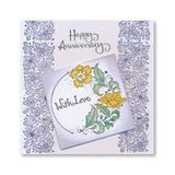 Barbara's Joy - Floral Crescent - Two Way Overlay A6 Stamp Set
