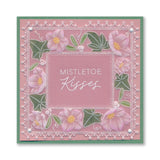 Festive Frame & Sentiments - Season's Greetings Christmas Rose A6 Square Groovi Plate