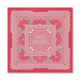 Festive Frame & Sentiments - Merry Christmas Poinsettia A6 Square Groovi Plate