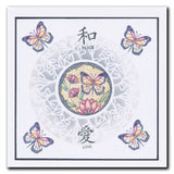 Barbara's SHAC Peace - Japanese 2 Way Overlay Flowers & Butterflies Stamp, Mask & Stencil Duo