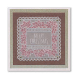 Festive Frame & Sentiments - Merry Christmas Poinsettia A6 Square Groovi Plate