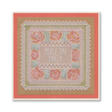Festive Frame & Sentiments - Peace on Earth Rose A6 Square Groovi Plate