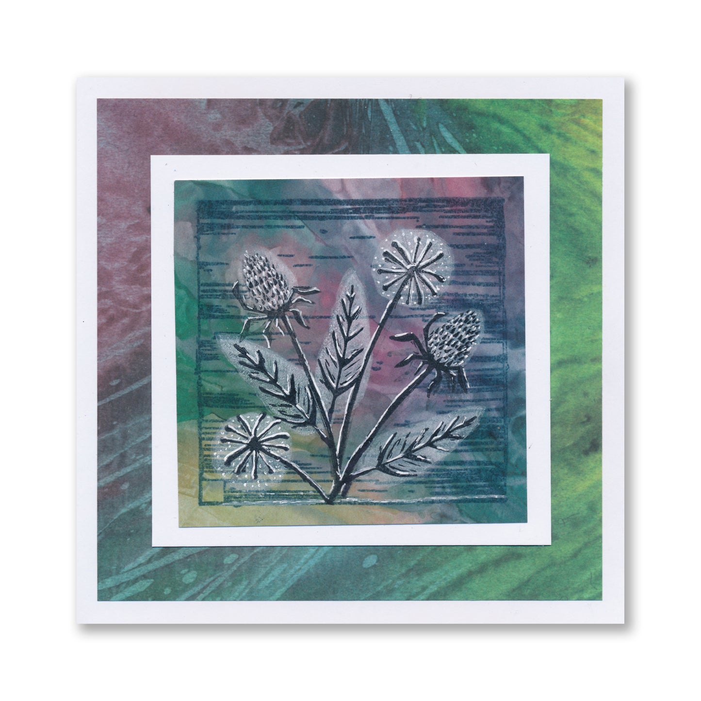 Linocut Floral- Teasels A5 Stamp Set